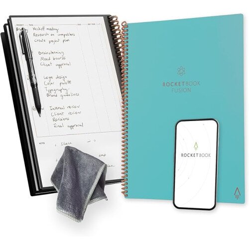 Rocketbook Fusion Smart Reusable Notebook - Neptune Teal - Letter