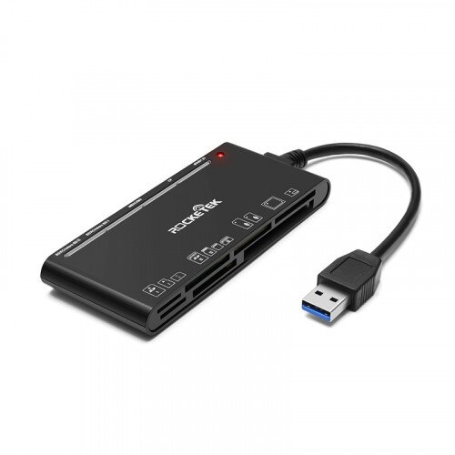 Rocketek USB 3.0 Memory Card Reader/Writer for CF Card, xD Card, SD Card, Micro SD Card, MS Card, with a 13cm USB Cable design - 5 cards read simultaneously