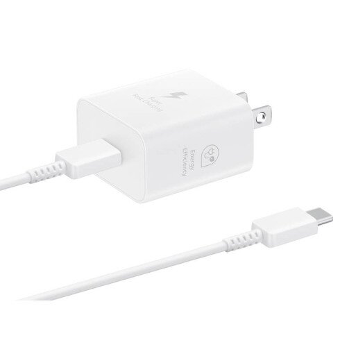 Samsung 25W PD Power Adapter with USB C Cable - White