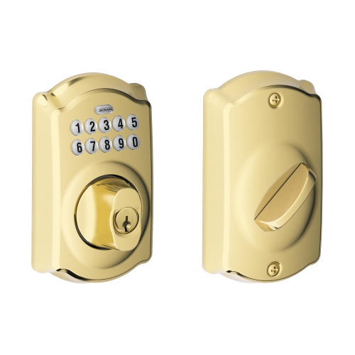 Schlage Camelot Trim Keypad Deadbolt - Bright Brass