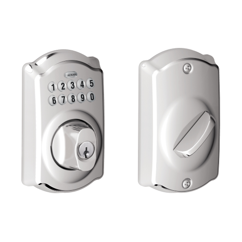 Schlage Camelot Trim Keypad Deadbolt - Bright Chrome