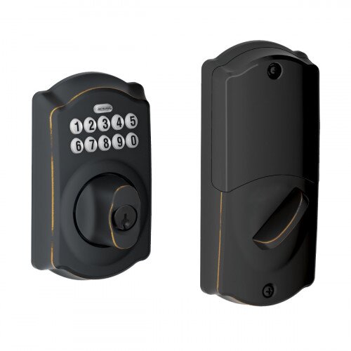 Schlage Camelot Trim Connected Keypad Deadbolt - Aged Bronze