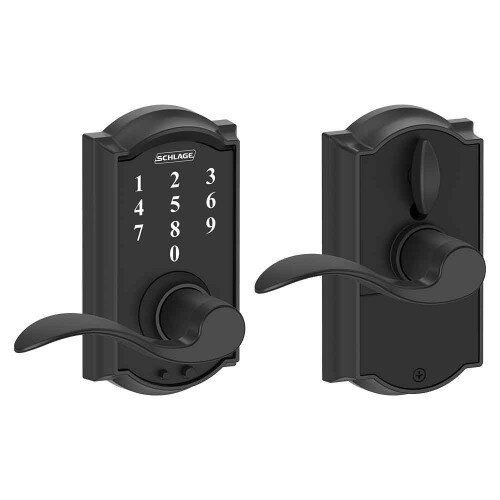 Schlage Touch Keyless Touchscreen Lever with Camelot Trim and Accent Lever - Matte Black