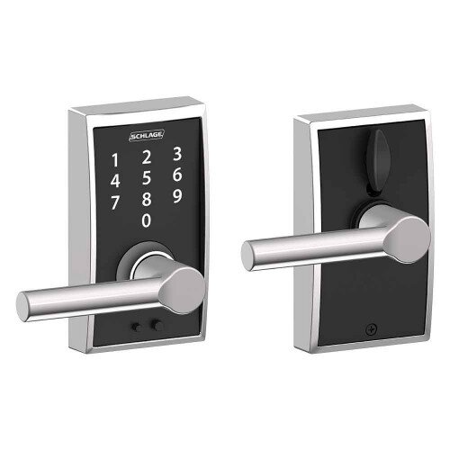 Schlage Touch Keyless Touchscreen Lever with Century Trim and Broadway Lever - Bright Chrome