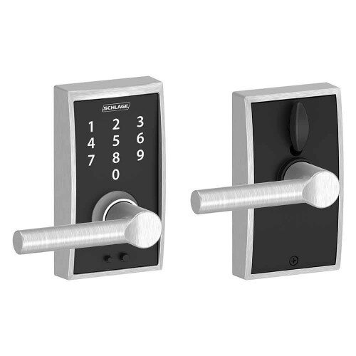Schlage Touch Keyless Touchscreen Lever with Century Trim and Broadway Lever - Satin Chrome