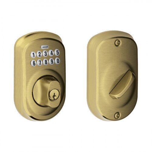 Schlage Plymouth Trim Keypad Deadbolt - Antique Brass