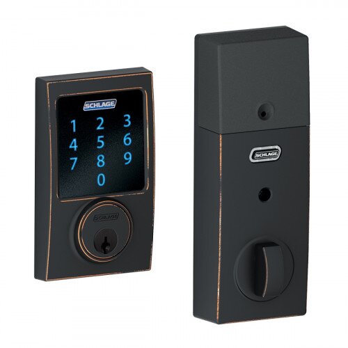 Schlage Connect Touchscreen Deadbolt with Alarm with Century Trim - Aged Bronze