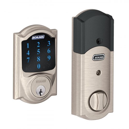 Schlage Connect Touchscreen Deadbolt with Alarm with Camelot Trim - Satin Nickel