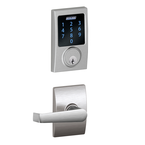 Schlage Connect Touchscreen Deadbolt with Alarm with Century Trim Paired with Elan Lever with Century Trim