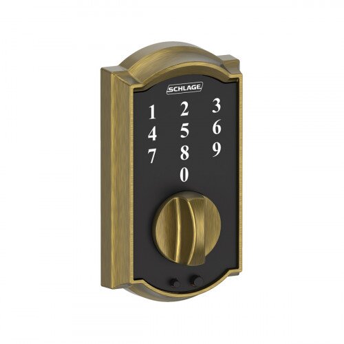 Schlage Touch Keyless Touchscreen Deadbolt with Camelot Trim - Antique Brass
