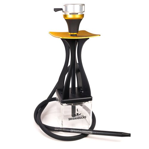 Shishabucks Cloud Mini + Sky Bowl + Stratus - Black Base - Gold Tray - Grey Bowl - Mini (10-15g)