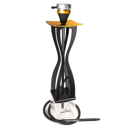 Shishabucks Cloud One + Sky Bowl + Stratus - Black Base - Gold Tray - Blue Bowl - Regular (20-25g)