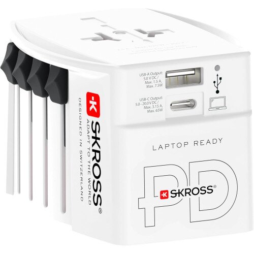 Skross MUV USB AC65PD Universal Adapter with USB C Cable