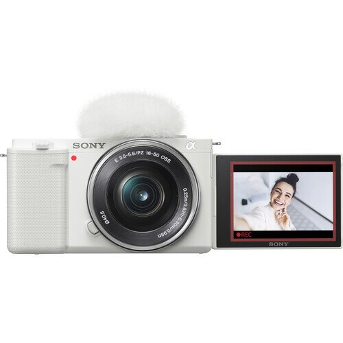 Sony Alpha ZV-E10 APS-C Mirrorless Interchangeable Lens Vlog Camera - Body + 16-50mm Zoom Lens - White