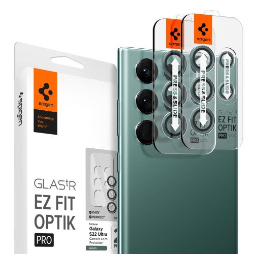 Spigen Galaxy S22 Ultra EZ Fit Optik Pro Lens Protector - Green