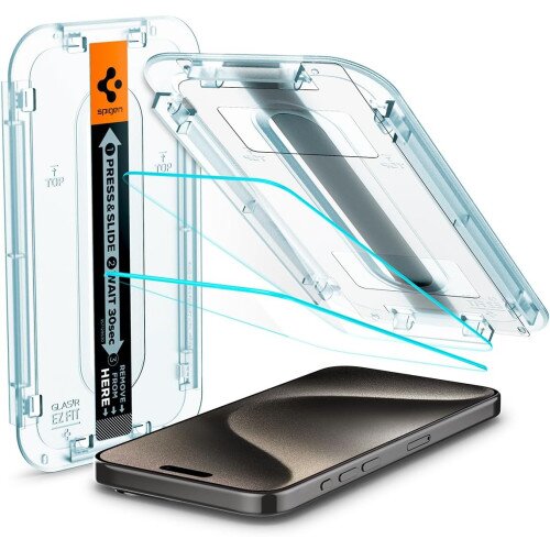 Spigen GLAS.tR EZ Fit Sensor Protected Screen Protector for iPhone 15 Pro Max