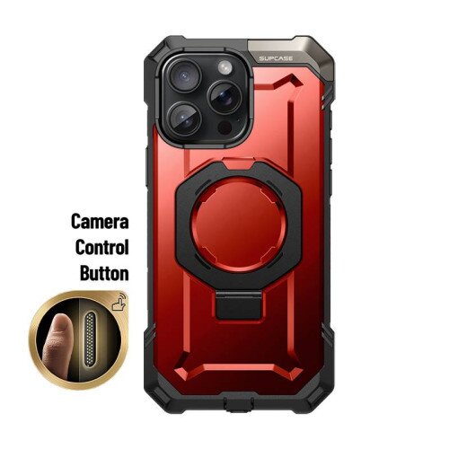 SUPCASE 6.3 inch UB Grip MagSafe Camera Control Button Phone Case for iPhone 16 Pro - Metallic Red