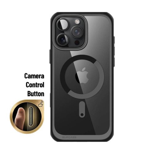 SUPCASE 6.3 inch Unicorn Beetle MAG Slim Clear MagSafe Camera Control Button Case for iPhone 16 Pro - Black