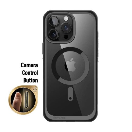 SUPCASE 6.9 inch Unicorn Beetle MAG Slim Clear MagSafe Camera Control Button Case for iPhone 16 Pro Max - Black