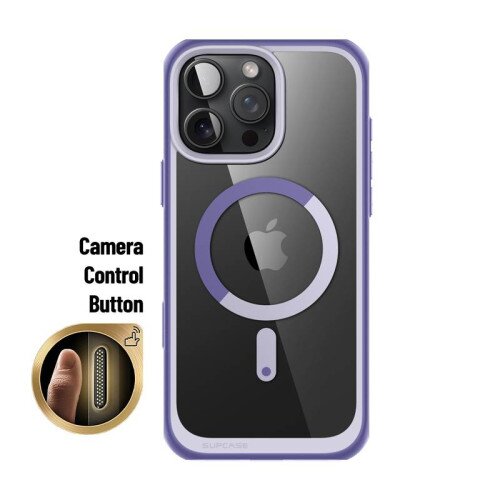 SUPCASE 6.9 inch Unicorn Beetle MAG Slim Clear MagSafe Camera Control Button Case for iPhone 16 Pro Max - Purple