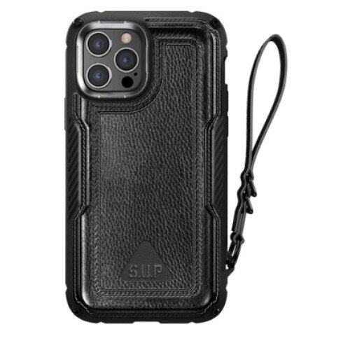 SUPCASE iPhone 12 Pro 6.1 inch Unicorn Beetle Royal Rugged Leather Case - Black