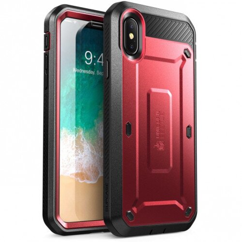 SUPCASE iPhone X / XS Unicorn Beetle Pro Rugged Holster Case - Metallic Red