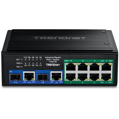 TRENDnet 10-Port Industrial Gigabit 400W PoE++ DIN-Rail Switch