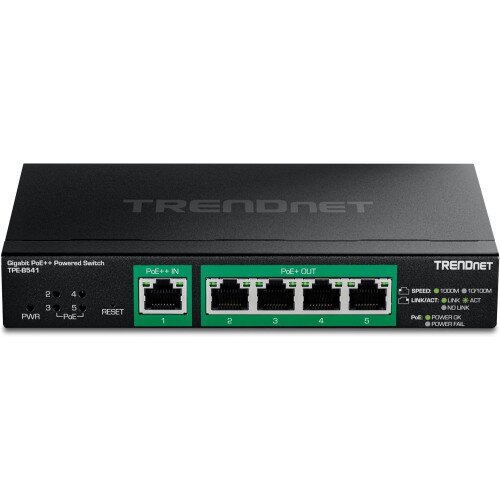 TRENDnet 5-Port Gigabit PoE++ Powered Managed Switch with PoE Passthrough