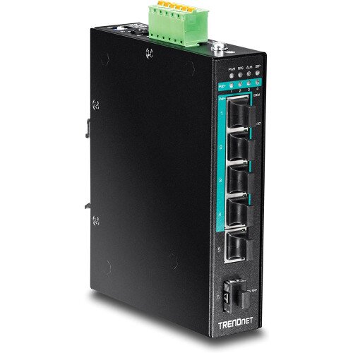 TRENDnet 5-Port Hardened Industrial Gigabit PoE+ DIN-Rail Switch