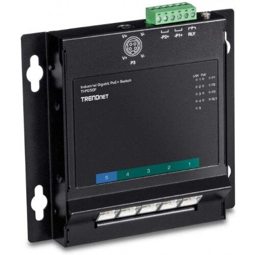 TRENDnet 5-Port Industrial Gigabit PoE+ Wall-Mounted Front Access Switch