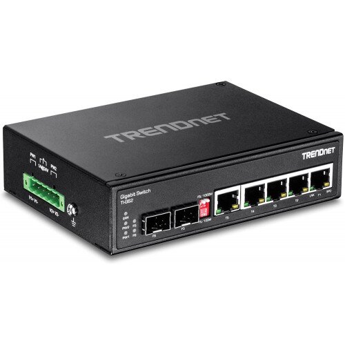 TRENDnet 6-Port Hardened Industrial Gigabit DIN-Rail Switch
