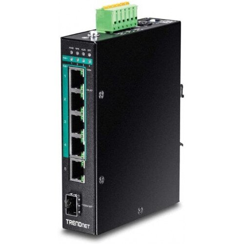 TRENDnet 6-Port Hardened Industrial Gigabit PoE+ Layer 2 Managed DIN-Rail Switch