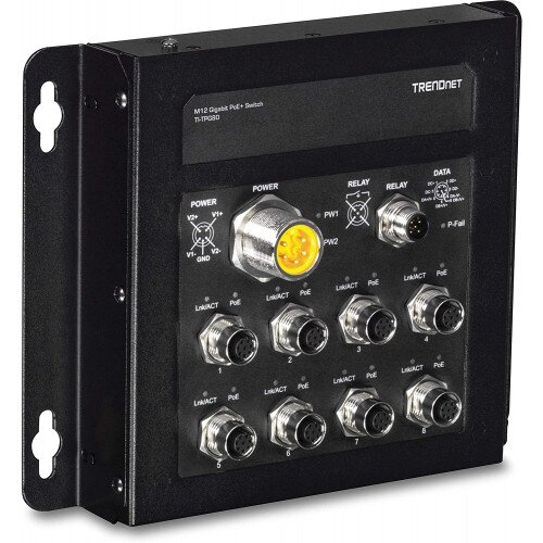 TRENDnet 8-Port Industrial EN50155 M12 Gigabit PoE+ Railway Switch