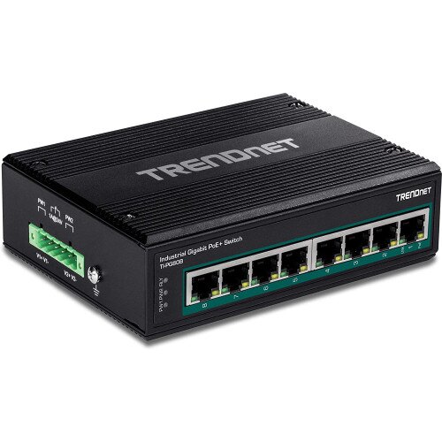 TRENDnet 8-Port Industrial Gigabit PoE+ DIN-Rail Switch (24 – 56V)