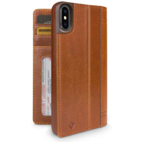 Twelve South Journal for iPhone X Leather Wallet Case - Cognac