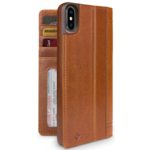 Twelve South Journal for iPhone XS Max Leather Wallet Case - Cognac