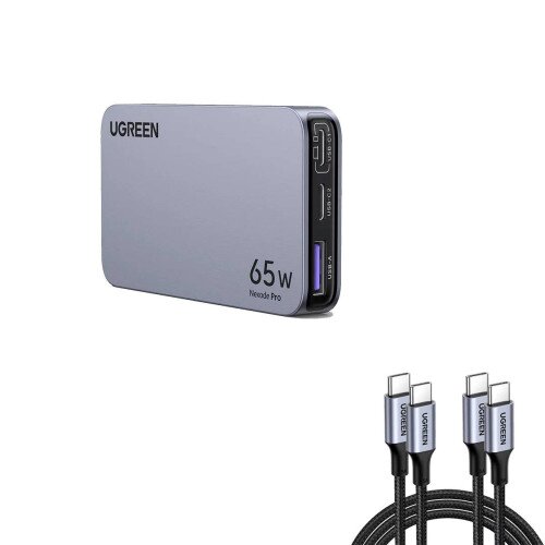 Ugreen Nexode Pro 65W Ultra Slim iPhone Charger with 6.6FT 100W USB C Cable 2 Pack
