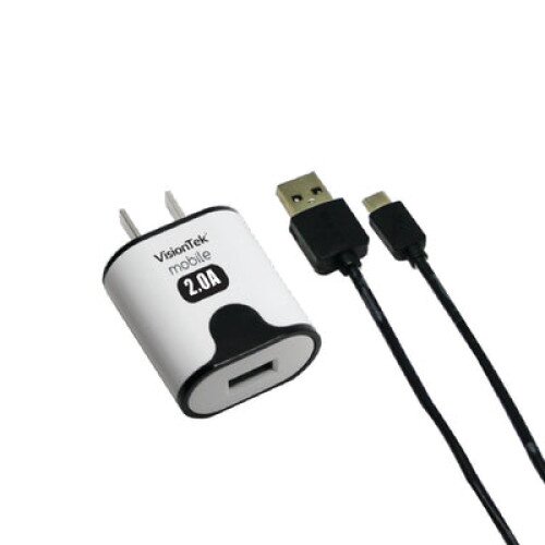 VisionTek 2 Amp Home Charger with 3.2 Foot Micro USB Cable