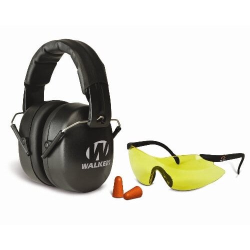 Walkers Game Ear Ext Safety Combo Kit With Muff, Sport Glasses & Foam Tips