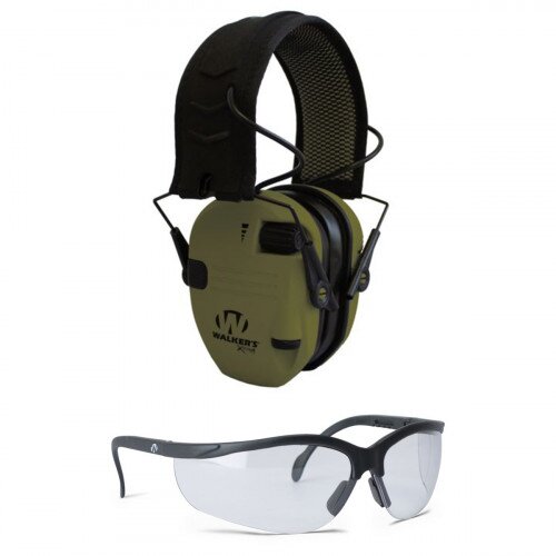 Walkers Game Ear Xtreme Digital Razor Muffs With Shooting Glasses Combo