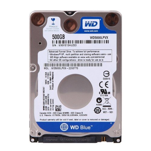 WD Blue Mobile Internal Hard Drive - 500GB - 5400 RPM