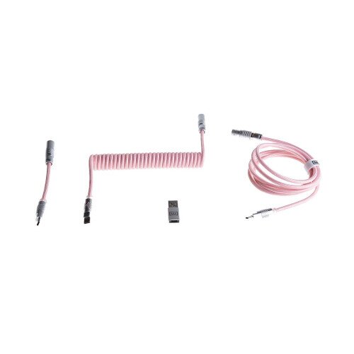 Wooting Detachable USB-C Coiled/Straight Cable Set - Blossom Pink