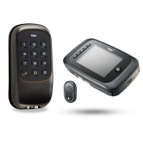 Yale YRD110 Push Button Deadbolt B1L and Recording Digital Door Viewer