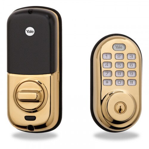 Yale YRD210 Push Button Deadbolt Stand Alone - Polished Brass