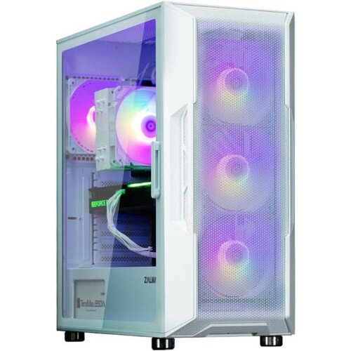 Zalman i3 ARGB Airflow ATX Mid-Tower Gaming PC Case - White