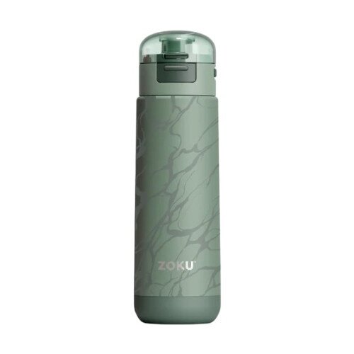 Zoku 18oz Stainless Steel Sports Bottle - Green Marble