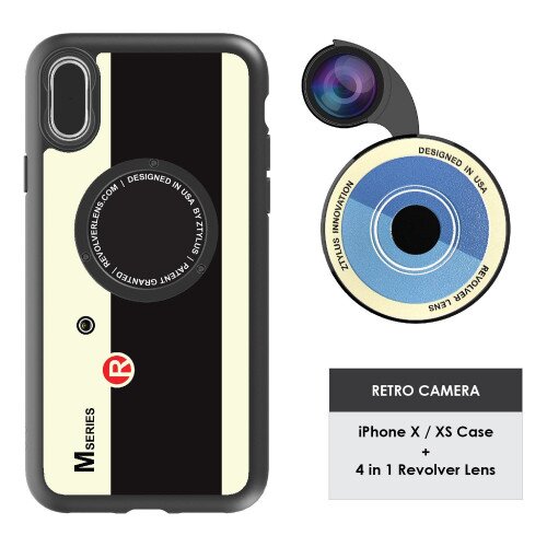 Ztylus Revolver M Series Lens Kit Retro Camera for iPhone X / XS - 4 in 1 Lens