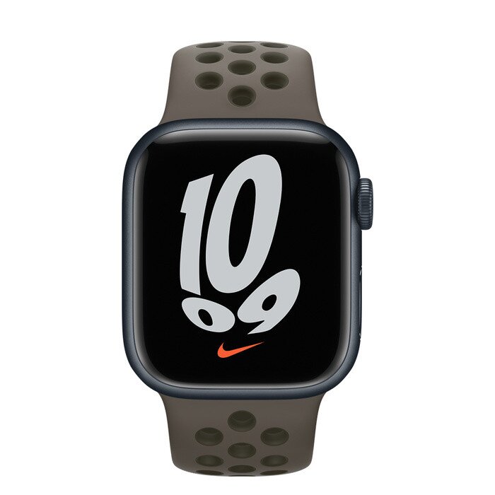 Apple Watch Series 7 Midnight Aluminum Case with Nike Sport Band - Olive  Gray/Cargo Khaki - 41mm