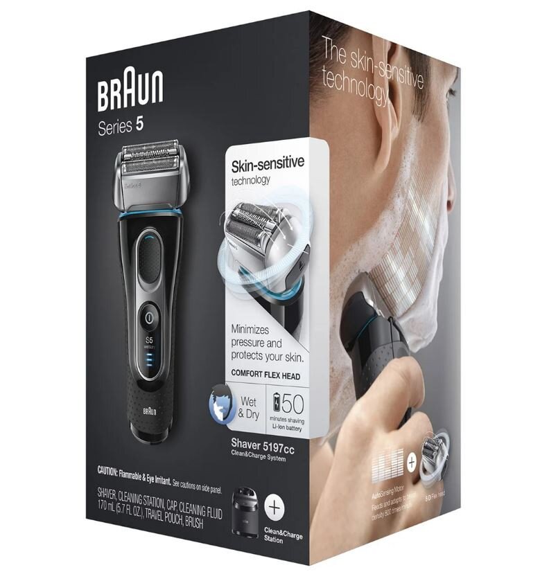 Braun Electric Shaver Series 5 Wet & Dry Shaver With Clean & Charge Station  Black B