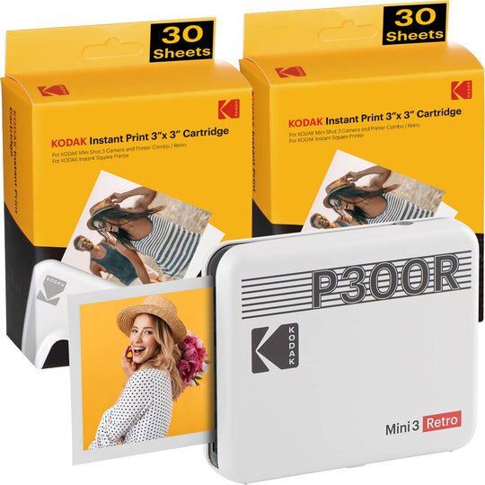 Buy Kodak Mini 3 Retro Portable Photo Printer (P300R) - Paper 60-Pack  Bundle - White online Worldwide 